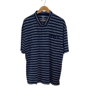 Men’s Reel Legends Navy and Gray Striped Polo Golf Shirt, XXL